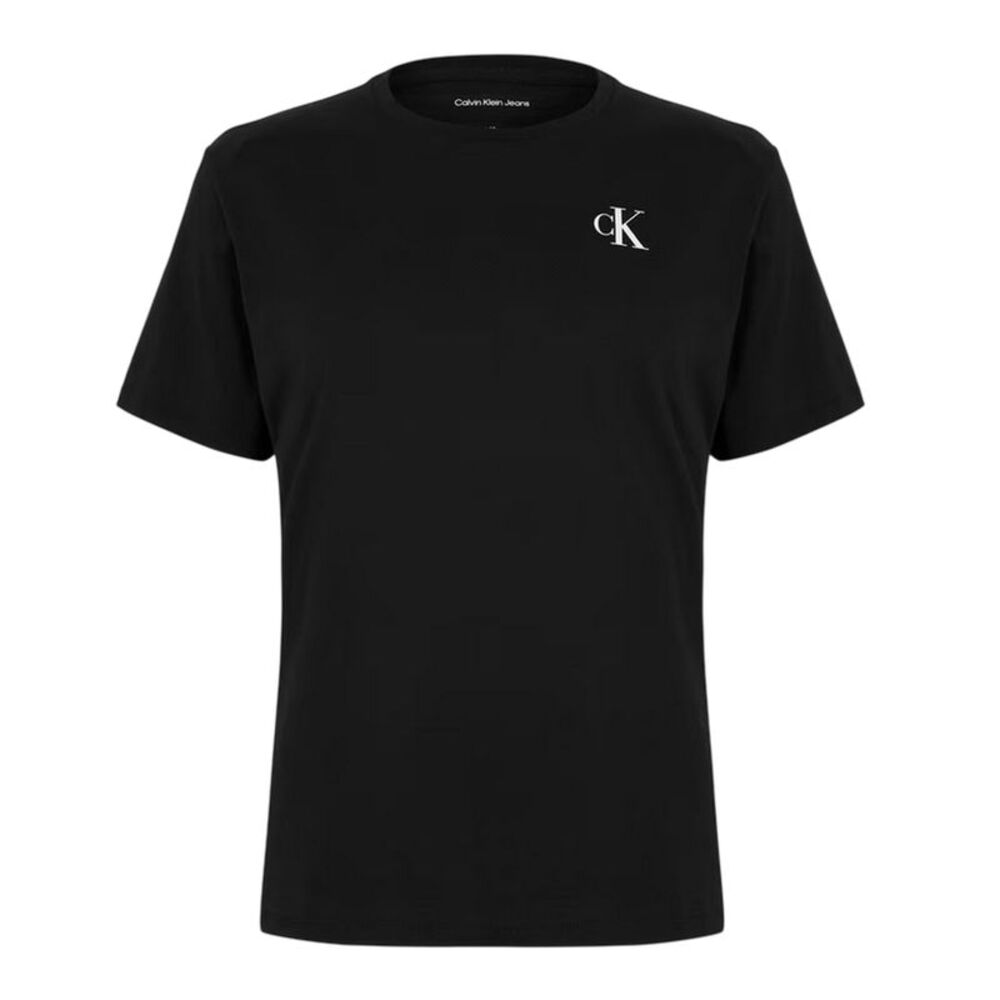 Calvin Klein Mens Mono Back Print Regular T-Shirt / Black